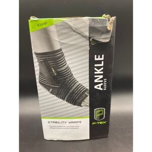 P-TEX Ankle Sleeve with Stability Wraps Thermal Compression Black XL P-TEXA102